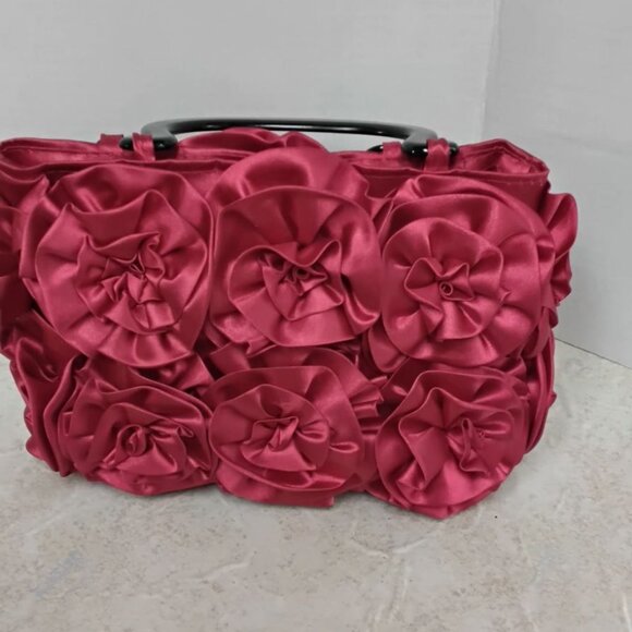 Red Satin Rosette Handbag by Lori Greiner - Picture 3 of 6